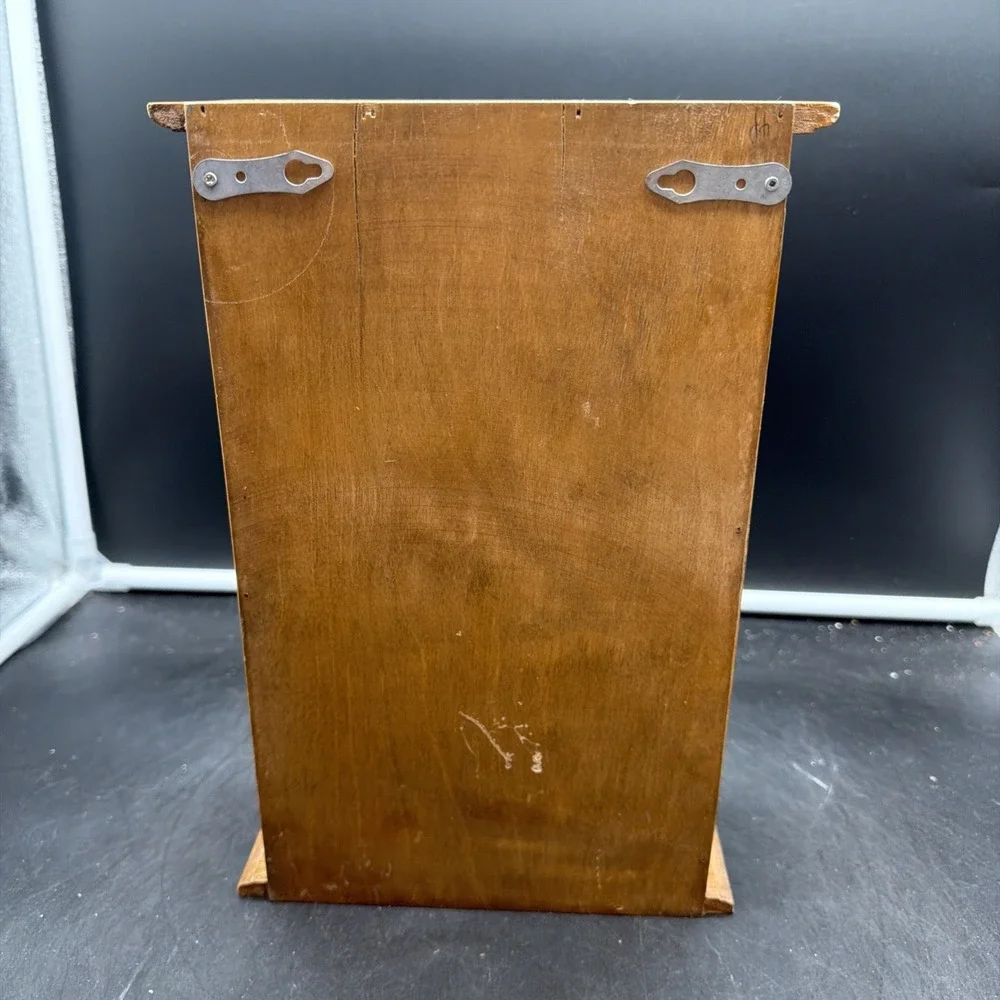 VTG Wood Small Counter Top 3 Drawer Storage Caddy Iron Scroll Drawers Grannycore